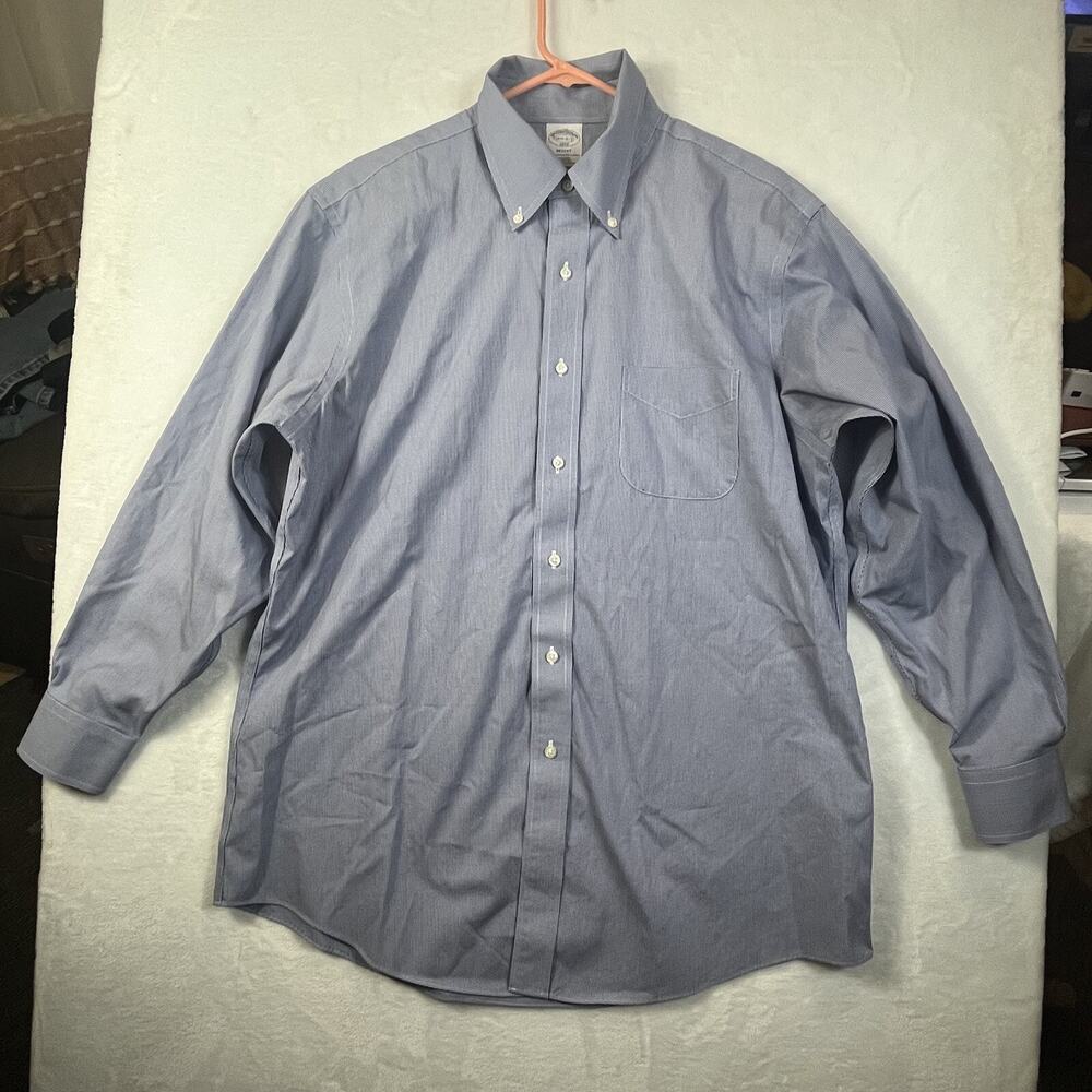Brooks Brothers Regent Non-iron Stretch Button Down 16.5 - 2/3 Blue Houndstooth